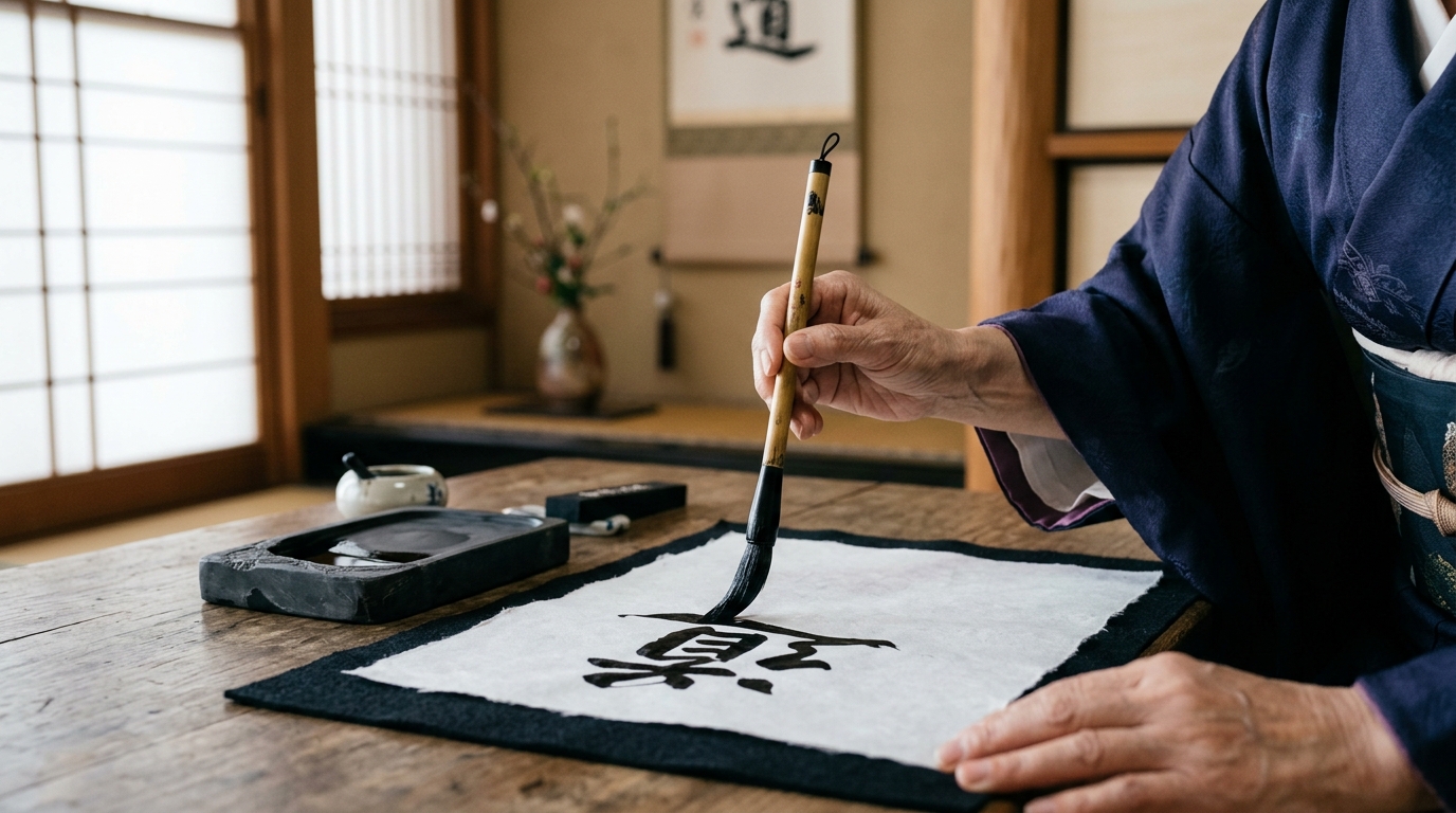 書道：静寂の中で墨を磨り、一筆に己を宿す