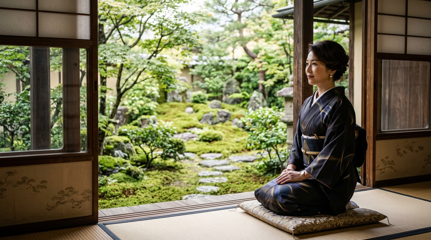 静けさの中で己の内面と向き合う女性リーダー